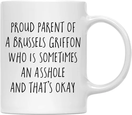 Vista 71 de Andaz Press Funny Dog - Taza de café de 11 onzas, regalo de broma, orgulloso padre de un afenpinscher que es a veces un gilipollas y eso está bien