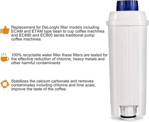 Vista 7 de Filtros de repuesto para máquina de café para filtro DeLonghi DLSC002, cartuchos de filtro de agua, ablandador de carbón activado, compatible