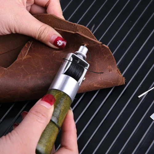 Vista 5 de Kit de hilo de coser de cuero con hilo encerado, herramienta manual de costura rápida (tipo 1)