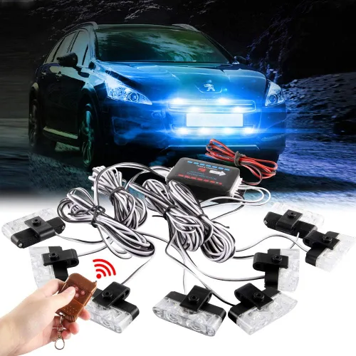 Vista 9 de Sidaqi 4 en 1 12V Estrobo de Emergencia Advertencia Rejilla Luces de Precaución Luces de Flash Para Coche Camión DRL Ambulancia Luces de Policía