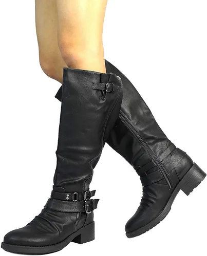 Vista 5 de DREAM PAIRS Botas de equitación hasta la rodilla para mujer de pantorrilla ancha