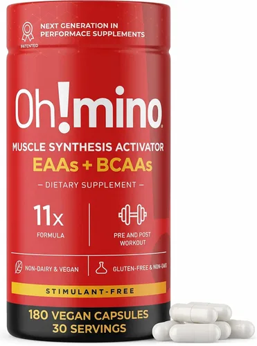 Vista 8 de Oh!mino Ohmino - Suplemento de aminoácidos esenciales, cápsulas con cafeína, los 9 EAA, BCAA, el aminoácido perfecto para entrenamientos, energía