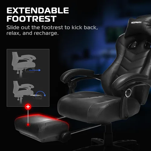 Vista 4 de RESPAWN 110 Pro Silla Ergonómica para Juegos con Reposapiés para Adultos - Cómoda Silla Reclinable de Oficina para Juegos con Soporte Lumbar