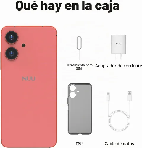 Vista 4 de NUU N20 Basic - Teléfono móvil, T-Mobile, Tello, Dual SIM, desbloqueado, 4G, rosa 6GB RAM + (6GB Extended RAM),128GB Storage, 6.6" 90Hz Display
