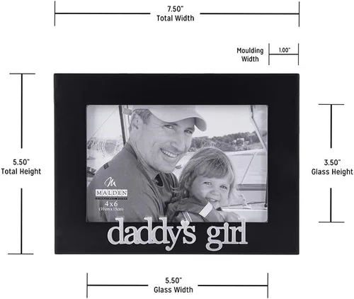 Vista 8 de Malden International Designs 4305-46 Daddy's Girl Expressions - Marco de fotos, 4 x 6 pulgadas, color negro
