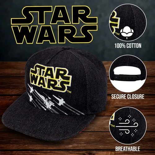 Vista 2 de Star Wars Gorra de béisbol clásica bordada con logotipo plano, para niños y jóvenes