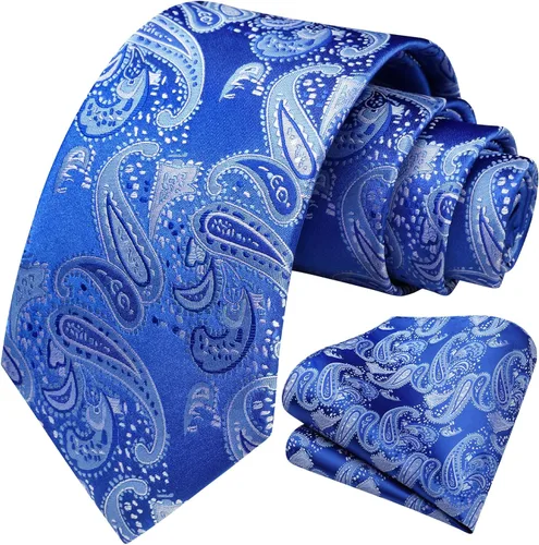 Vista 55 de HISDERN Corbatas para hombre, corbata de cachemira y bolsillo cuadrado tejido clásico floral para hombre, corbata de fiesta de boda