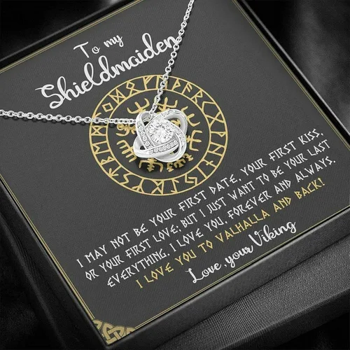 Vista 3 de Collar con colgante To My Shield Doncella para mujer, joyería nórdica vikinga, regalos para esposa, novia de marido, novio, joyería de lujo