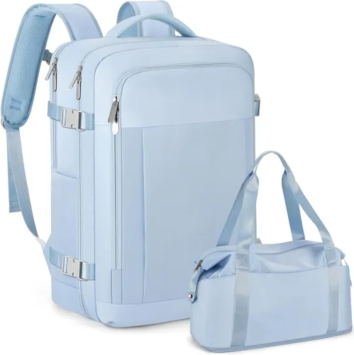 Vista 8 de RDTGO Mochila de viaje para mujer, bolsa de viaje para artículos personales para laptop de 17 pulgadas, mochila de mano aprobada por vuelo, mochila