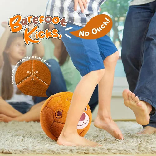Vista 6 de VangeBow Pelotas de Fútbol Silenciosas de Interior para Niños Pequeños de 1-3 Años, Pelota de Fútbol Inflable de Felpa Suave para Bebés y Niños