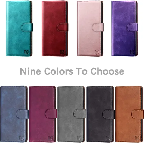 Vista 2 de SUANPOT Funda tipo cartera de cuero para Samsung Galaxy A71 5G (versión 4G) con tarjetero de crédito RFID con tapa para Samsung A71, funda para Negro