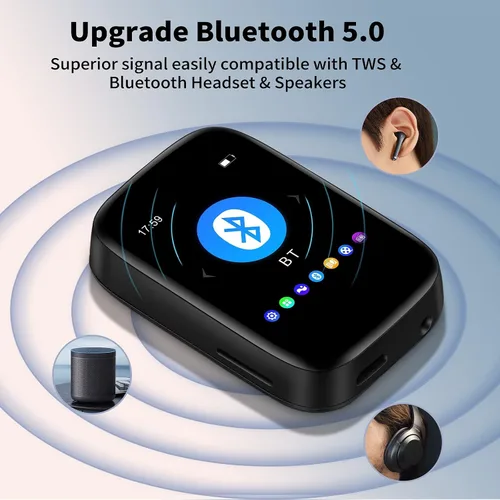 Vista 2 de Reproductor de MP3 de 32 GB con Bluetooth Deportes Clip-on Reproductor de música Soporte FM Radio Grabación de voz Libro electrónico Calendario