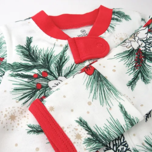 Vista 3 de HonestBaby Sleep and Play Footed Holiday Pajamas One-Piece Sleeper Zip-front Organic Cotton PJs Baby Boys, Girls, Unisex