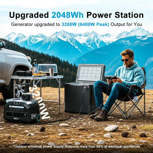 Vista 2 de Estación de energía portátil IEE de 3200 W P3200, generador solar de 2048 Wh, carga de CA de 1800 W y carga solar de 1000 W, estación de energía