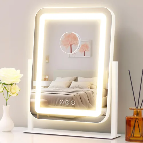 Vista 11 de Espejo de tocador de 12 x 13.9 pulgadas con luces, espejo de maquillaje LED
