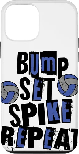 Vista 12 de iPhone XR Parents Girls Volleyball Bump Set Spike Repeat Blue & Black Case
