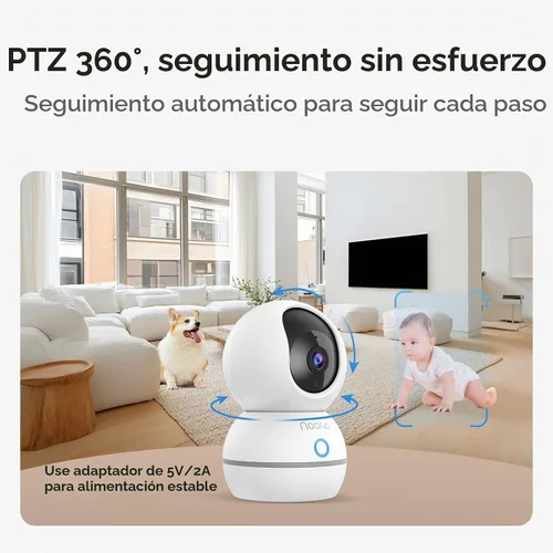 Vista 7 de Noorio Cámara interior inalámbrica 2K, cámara para mascotas con monitor