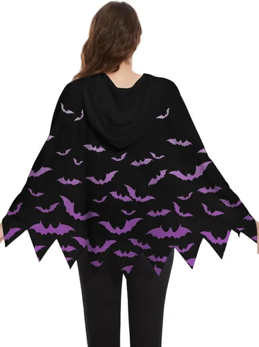 Vista 7 de TMSD Disfraz divertido de poncho de fantasma de esqueleto de Halloween para mujer