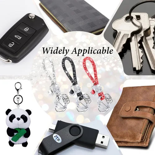 Vista 8 de Crystal Bling Car Keychain, Car Key Chain Glitter Key Ring, Rhinestone Keychain Ring Strap