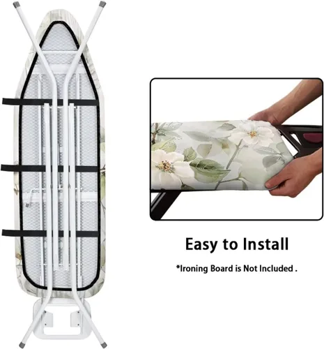 Vista 5 de Funda floral a prueba de arañazos para tablas de planchar de tamaño estándar, reflectante, con 3 ganchos y bucles para decoración de tablas de 15 x
