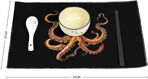 Vista 2 de Cephalopod Octopus Placemats Set of 6 Resistant Table Mats Washable Place Mats for Dinner Party Table Decoration