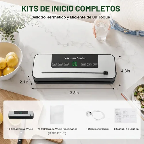 Vista 2 de Máquina selladora al vacío para alimentos, compacta automática con cortador de bolsas