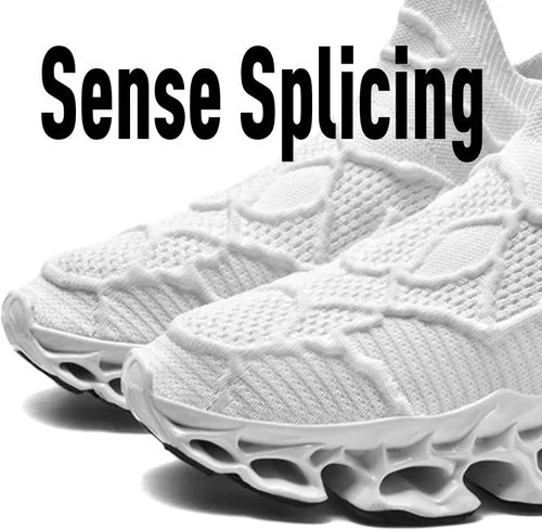 Vista 4 de Poramea Mocasines sin cordones para hombre zapatos de tenis para caminar sin cordones para correr de malla para correr estilo casual atlético Negro