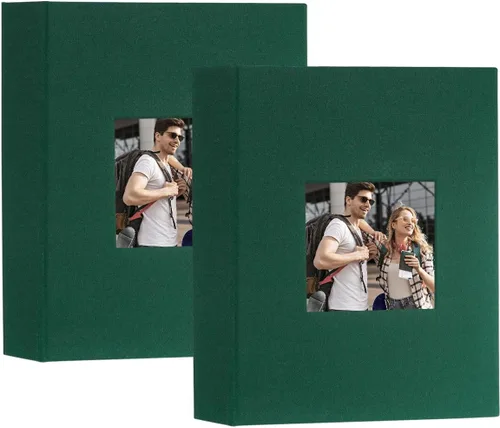Vista 35 de Artmag Mini álbum de fotos de 4 x 6 pulgadas, 50 bolsillos, paquete de 2, cubierta de lino con ventana frontal, capacidad para 100 fotos verticales