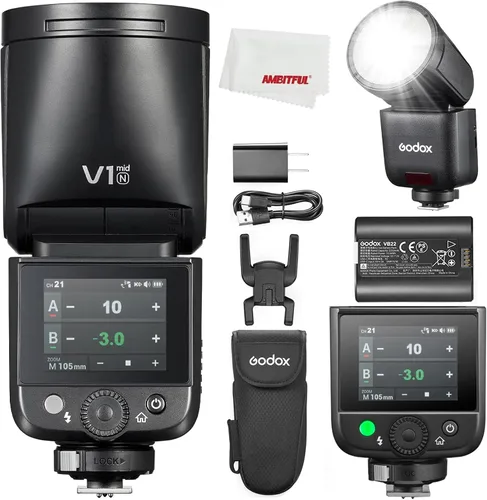 Vista 11 de Godox V1 mid S V1midS Godox Flash para Sony Flash, flash de cámara de cabeza redonda TTL de 55 W, tiempo de reciclaje de 1.7 s, 2.4G X HSS