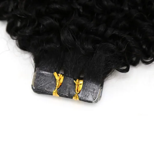 Vista 6 de Extensiones de cabello humano afro rizado tipo afro, extensiones de cabello humano Remy mongol, extensiones de cabello humano de trama de piel