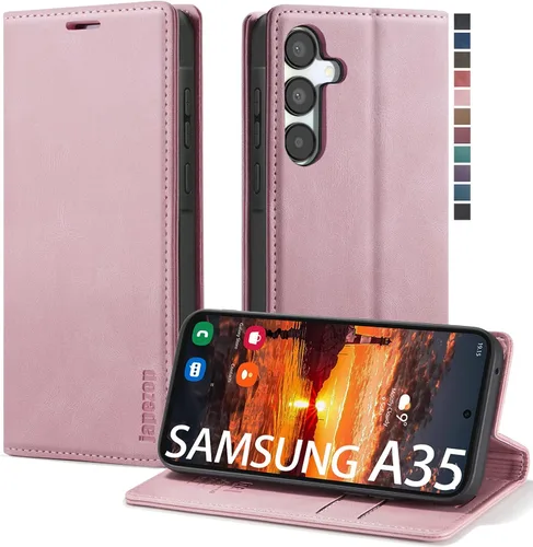 Vista 36 de Funda tipo cartera para Samsung Galaxy A32 5G con bloqueo RFID, tarjetero y función atril magnético, funda de cuero con tapa para Galaxy A32 5G
