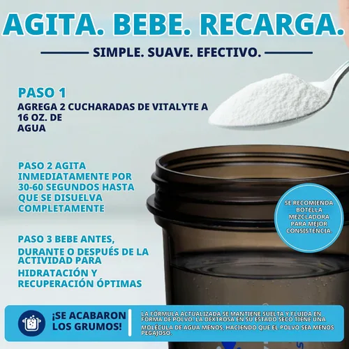 Vista 6 de Polvo para preparar bebida natural de electrolitos, libre de gluten, contenedor con 80 porciones, marca Vitalyte, cítrico (Cool Citrus)