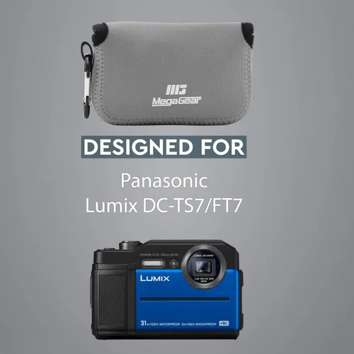 Vista 8 de MegaGear Funda de neopreno ultra ligera para cámara compatible con Panasonic Lumix DMC-ZS7 - Gris