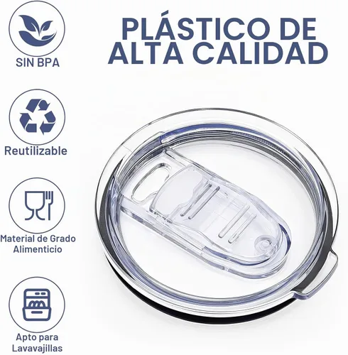Vista 5 de 1 tapa de repuesto para vaso de 40 onzas, solo compatible con vaso de acero inoxidable Silver Buffalo, reutilizable, a prueba de derrames, apto