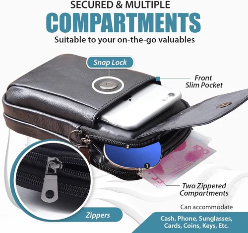 Vista 3 de Funda de cuero Hengwin para teléfono se ajusta para iPhone 16 Pro Max 15 Plus 14 Pro Max 13 Pro Max 12 Pro Max Samsung Galaxy S24 Ultra S23 Ultra