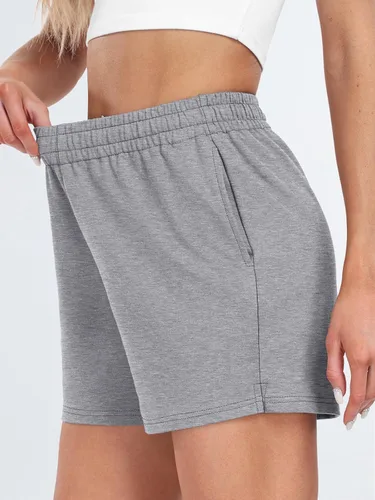 Vista 98 de AUTOMET Pantalones cortos deportivos para mujer, estilo casual, con cordón, cómodos, elásticos, de cintura alta, con bolsillos