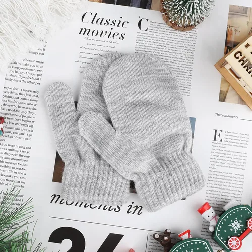 Vista 4 de 6 pares de mitones de invierno para bebés, guantes mágicos de punto para niños y niñas
