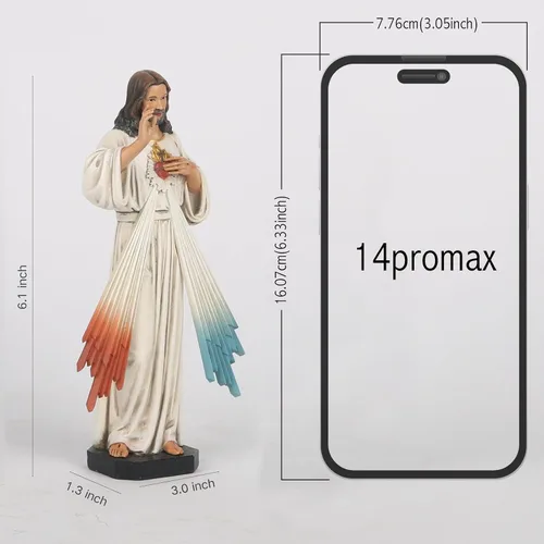 Vista 2 de Estatua de Jesucristo de la Divina Misericordia Católica BC de 6 pulgadas de alto, regalo religioso, decoración católica para interiores del hogar