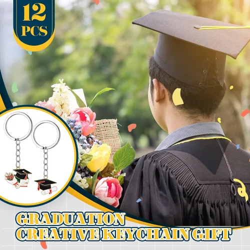 Vista 3 de Ecally 12 llaveros de graduación para la clase de 2023, regalo inspirador de graduación para mujeres y hombres