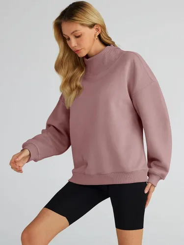 Vista 2 de Trendy Queen - Sudaderas de gran tamaño para mujer, cuello alto, manga larga, sudaderas con capucha para otoño, ropa 2024