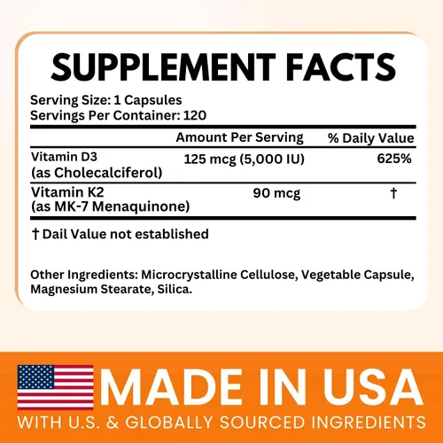 Vista 2 de VITBOOST Complejo de vitamina D3 K2 – Fácil de tragar – Vitamina D (D3) 5000 UI (125 mcg) y K2 (MK-7) 90 mcg Sin OGM Sin gluten Fabricado
