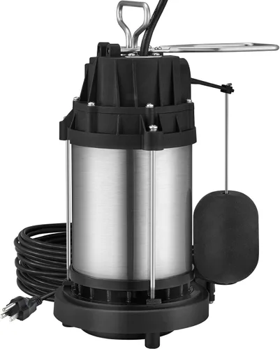 Vista 11 de VEVOR Bomba de sumidero sumergible de 1/2 HP, bomba de sumidero con superficie de acero inoxidable, cable de alimentación de 10 pies, descarga NPT