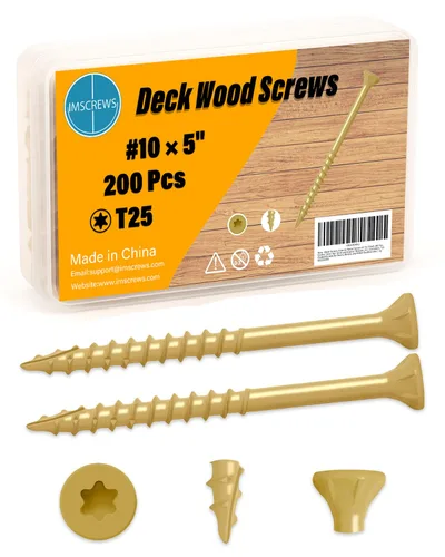 Vista 11 de Tornillos para cubierta #8 x 1-1/2 Pulgadas, Tornillos de madera para exterior, Cabeza de transmisión Torx plana, Rosca parcial, Acero de carbono