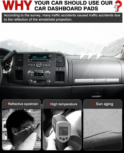 Vista 2 de Autorder - Tapete para salpicadero para 2007-2013 Chevy Chevrolet Silverado/GMC Sierra con dos guanteras, accesorios, cubierta de salpicadero