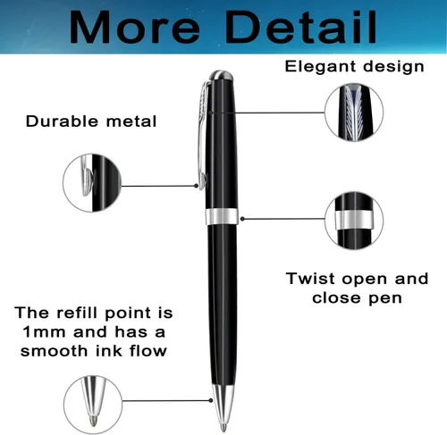 Vista 3 de Bolígrafos personalizados, estuche para bolígrafos grabado personalizado para hombres, bolígrafos Twist Action 0.7, juego de bolígrafos de Negro