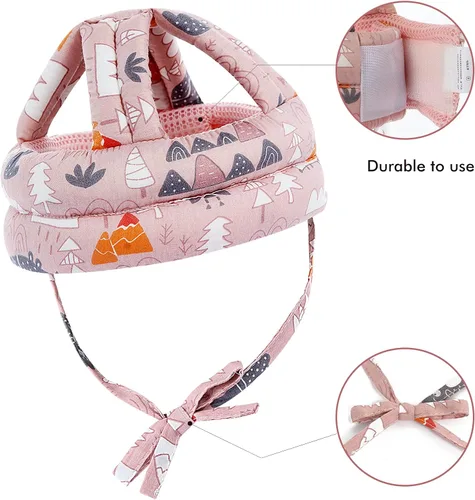 Vista 2 de BB-1003 - Casco de seguridad para bebé, transpirable y ajustable, cojín para la cabeza, para correr, caminar y gatear (rosa), BB-1003