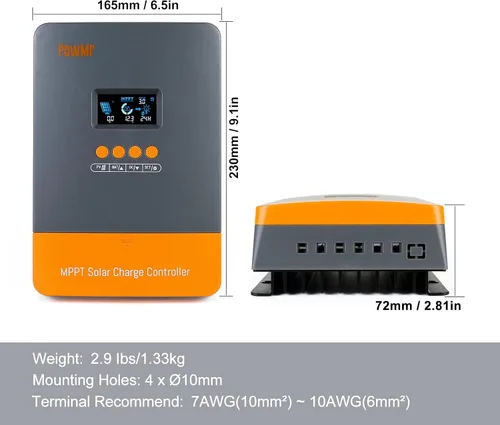 Vista 7 de Controlador de carga solar de 60A MPPT 12V 24V 36V 48V Controlador de 60 amperios Regulador de carga solar MPPT 150V con pantalla LCD Funciona