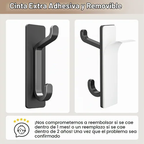 Vista 5 de Ganchos de pared autoadhesivos para colgar: extra fuertes 13 libras, gancho para abrigo, toalla en baños, ducha, cocina, pared, gancho de puerta