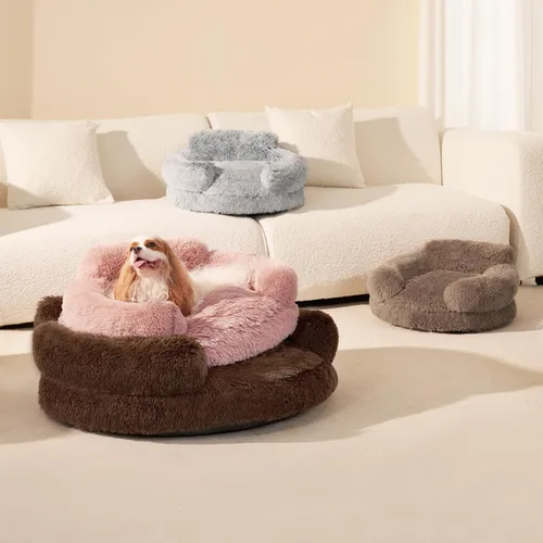Vista 9 de EHEYCIGA Cama calmante de 20 pulgadas para perros pequeños y gatos, sofá Marrón