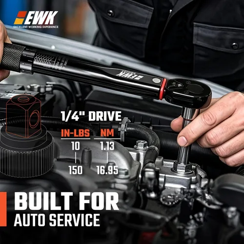 Vista 2 de EWK Llave dinamométrica de clic de 1/4" de 10-150 in-lb (1.13–16.95 Nm)